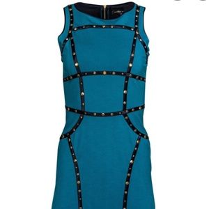 Cynthia Steffe Turquoise Bodycon Dress with Leather Stud Detailing